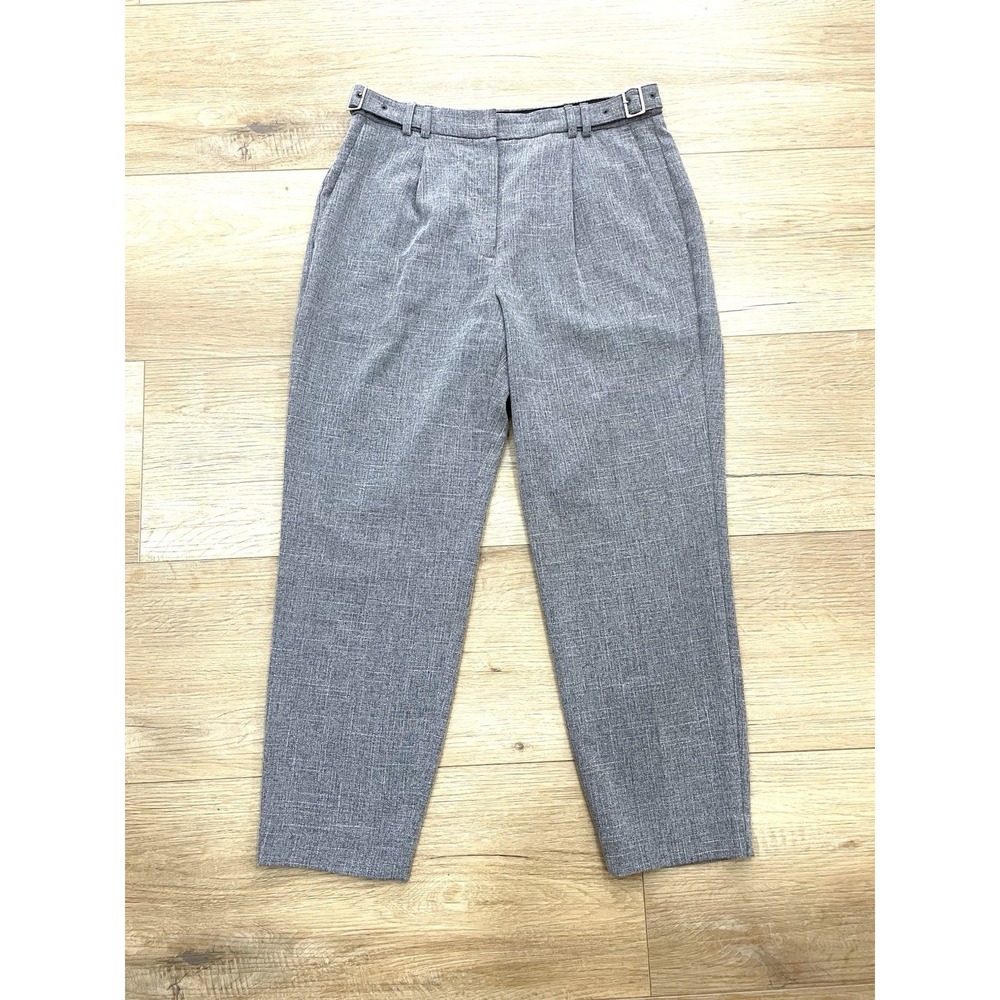 Express Grey Pleated High Rise Ankle Trousers Dress Pants Side Adjusters 4S